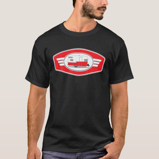 Vintage Shasta Camper Trailer T-shirt - Rood/Wit (Voorkant)