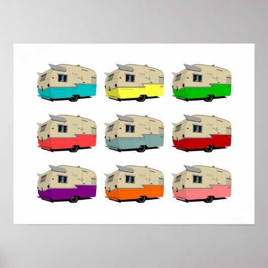 Vintage Shasta Trailer Pop Art Poster (Voorkant)