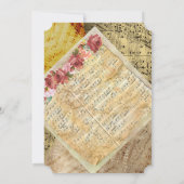 Vintage Sheet Music Floral Wedding Kaart (Achterkant)