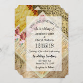 Vintage Sheet Music Floral Wedding Kaart (Voorkant / Achterkant)