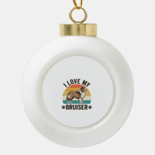 Vintage Sheltie-hond Ik hou van mijn Bruiser Retro Keramische Bal Ornament