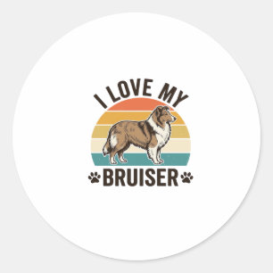 Vintage Sheltie-hond Ik hou van mijn Bruiser retro Ronde Sticker