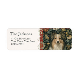 Vintage Shetland Sheepdog Sheltie Bloemmotief Etiket