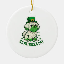 Vintage Shih Tzu Kabouter St.Patrick's Day Keramisch Ornament