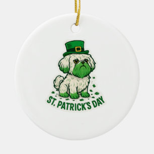 Vintage Shih Tzu Kabouter St.Patrick's Day Keramisch Ornament