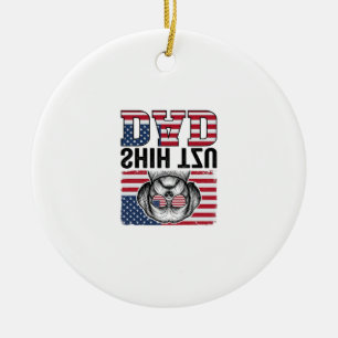 Vintage Shih Tzu Vader Patriottische Hond Shirt On Keramisch Ornament