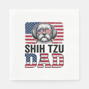 Vintage Shih Tzu Vader Patriottische Hond Shirt On Servet