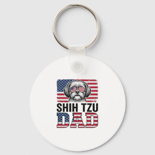 Vintage Shih Tzu Vader Patriottische Hond Shirt On Sleutelhanger