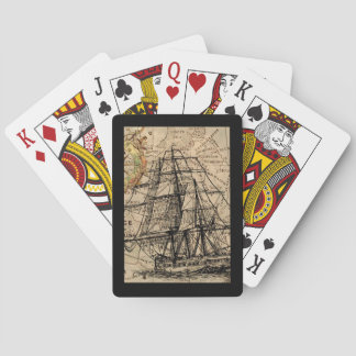 Vintage Ship And Map Pokerkaarten