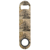 Vintage Ship And Map Speed Flessenopener (Achterkant)