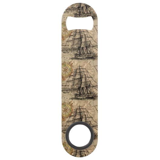 Vintage Ship And Map Speed Flessenopener (Voorkant)