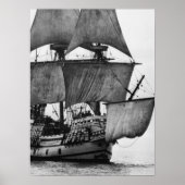 Vintage Ship Black and White Poster (Voorkant)