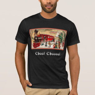 Vintage-Shirt met kersttrein T-shirt