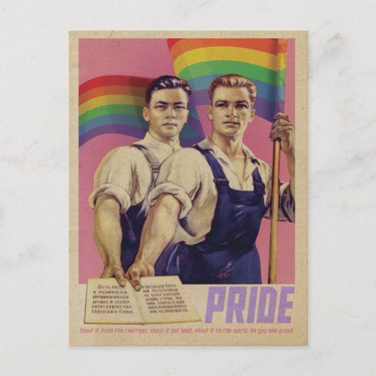 Vintage SHOUT IT Pride Briefkaart (Voorkant)