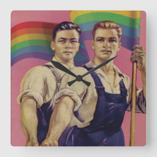 Vintage SHOUT IT Pride Square Wall Clock Vierkante Klok