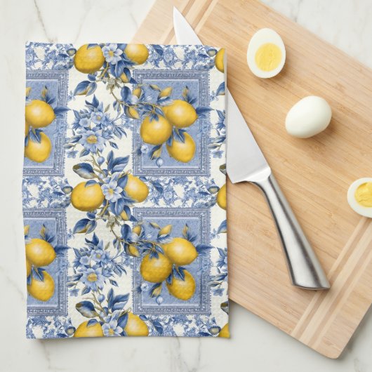 Vintage Sicilian Garden Lemons Theedoek (Quarter Fold)