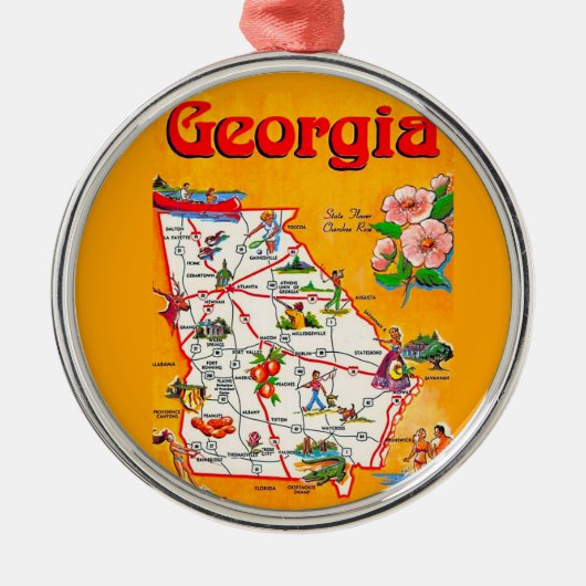 Vintage sieradekaart van Georgia als ornament (Voorkant)