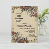 Vintage Sierbloem Verjaardag Kaart (Staand voorkant)