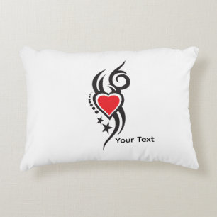 Vintage Sierhart met Bloem Tattoo Kunst Accent Kussen