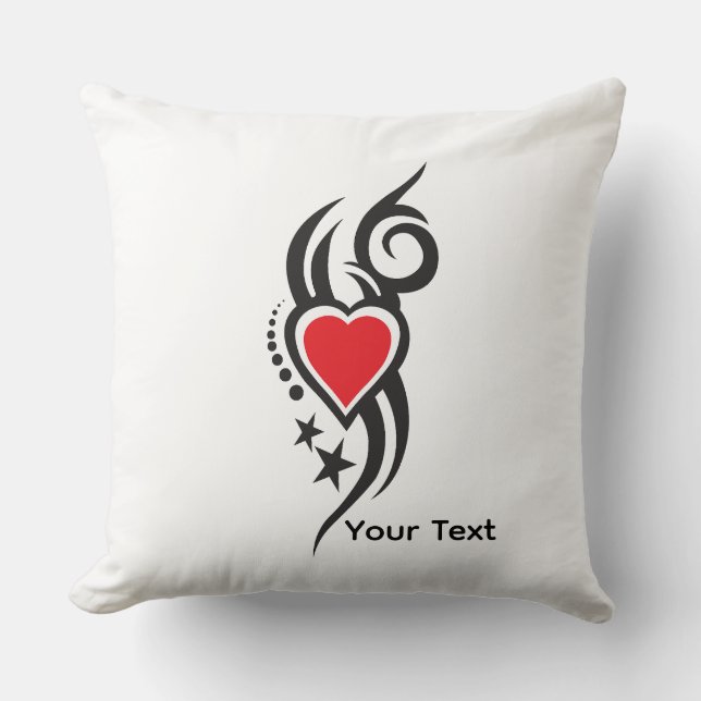 Vintage Sierhart met Bloem Tattoo Kunst Kussen (Voorkant)