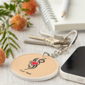 Vintage Sierhart met Bloem Tattoo Kunst Sleutelhanger (Voorkant Rechts)