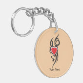 Vintage Sierhart met Bloem Tattoo Kunst Sleutelhanger (Voorkant Links)