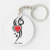 Vintage Sierhart met Bloem Tattoo Kunst Sleutelhanger (Achterkant)