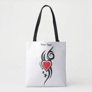 Vintage Sierhart met Bloem Tattoo Kunst Tote Bag