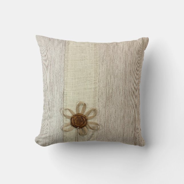 Vintage Sierkussen van het Shabby Chic Beige Ribbo (Voorkant)