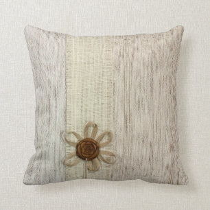 Vintage Sierkussen van het Shabby Chic Beige Ribbo