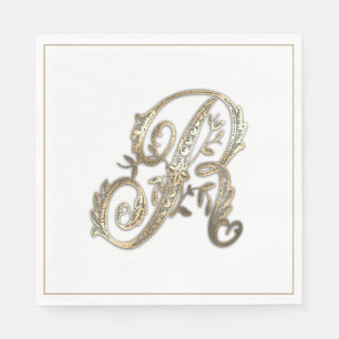 Vintage Sierlijk Gouden Monogram R Servet