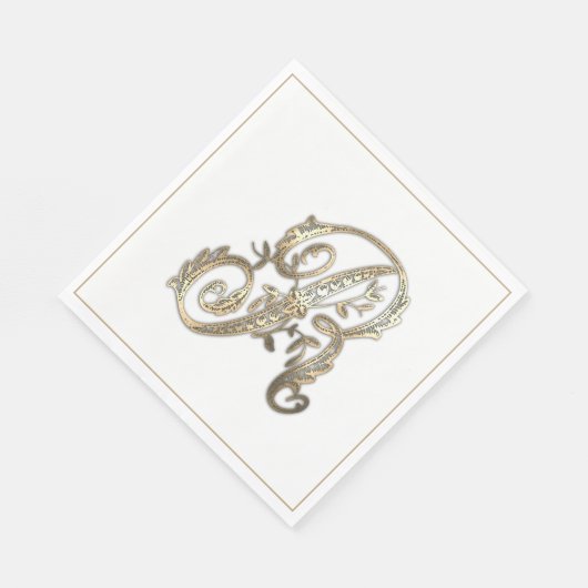 Vintage Sierlijk Gouden Monogram R Servet (Hoek)