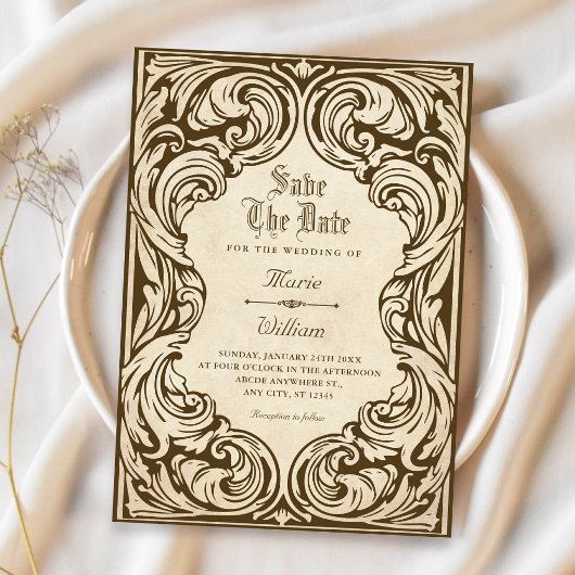 Vintage sierlijk save the date