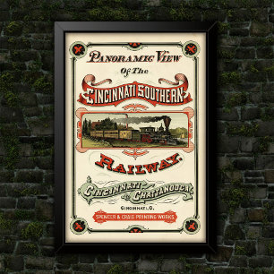 Vintage Sierlijke Cincinnati Treinroute Reclame Poster