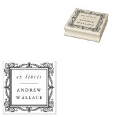 Vintage Sierlijke Frame Ex Libris Houten Stempel (Gestempeld)