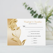 Vintage Sierlijke Gouden Bloemen Krullen RSVP (Staand voorkant)