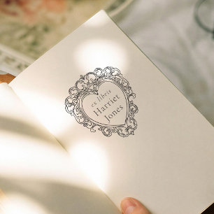 Vintage Sierlijke Lijst Hart Ex Libris Boek Zelfinktende Stempel