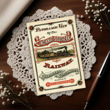 Vintage Sierlijke Reclame voor Treinroute Cincinna