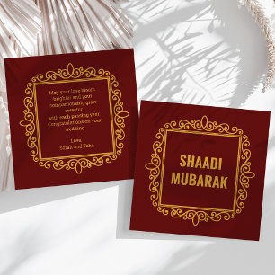 Vintage Sierlijke Wijnrode Shaadi Mubarak Kaart