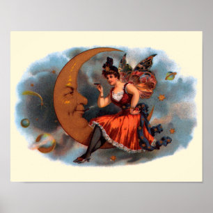 Vintage Sigarettenlabel Kunst, Victoriaanse Fee op Poster