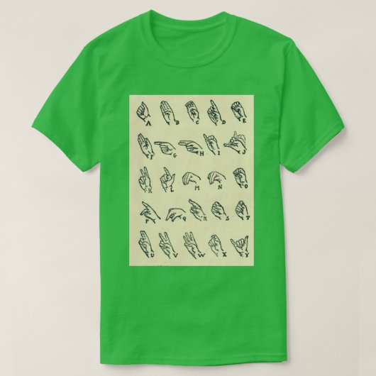 Vintage Sign Language Chart T-shirt (Design voorkant)