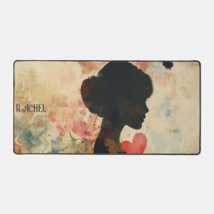 Vintage Silhouet van Vrouw met Harten Bureaumat