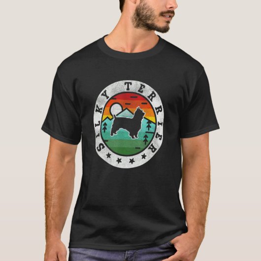 Vintage Silky Terrier Retro Dog mam T-shirt (Voorkant)