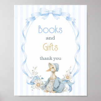 Vintage Silly Goose Blauwe Meisjes Boeken en Cadea Poster