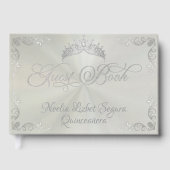 Vintage Silver Border & Tiara - Pastel Green Gastenboek (Voorkant)