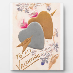 Vintage Silver & Gold Hearts Valentijn Briefkaart Fotoplaat