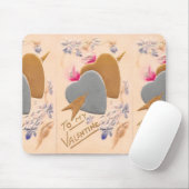 Vintage Silver & Gold Hearts Valentijn Briefkaart Muismat (Met muis)