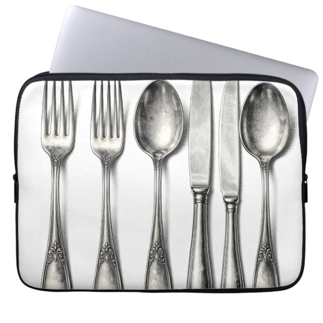 Vintage Silverware Ornate Flatware Kitchen  Laptop Sleeve (Voorkant)