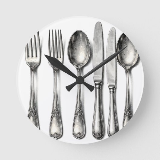 Vintage Silverware Ornate Flatware Kitchen  Ronde Klok (Voorkant)