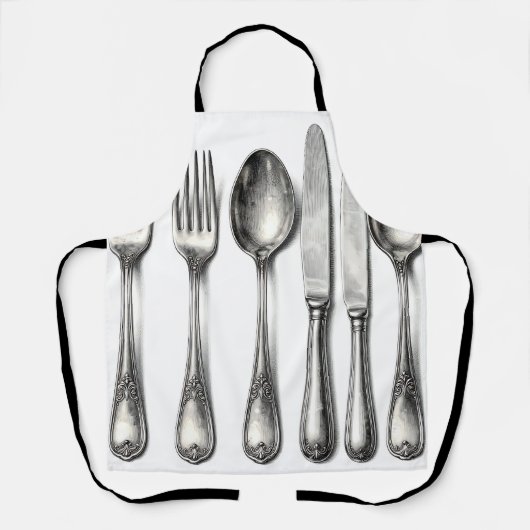 Vintage Silverware Ornate Flatware Kitchen Schort (Voorkant)